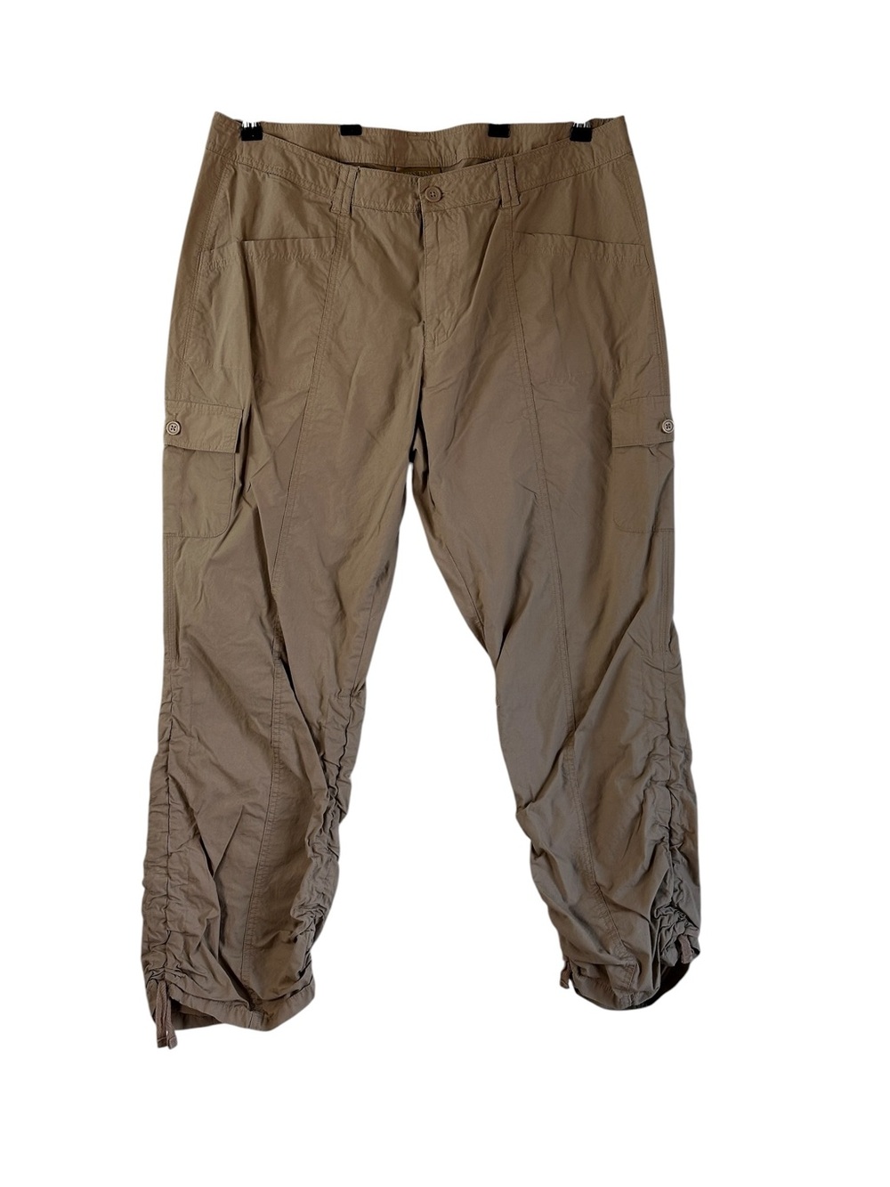 Miss Tina by Tina Knowles Khaki Ruched Cargo Capri Pants Women’s Size 16